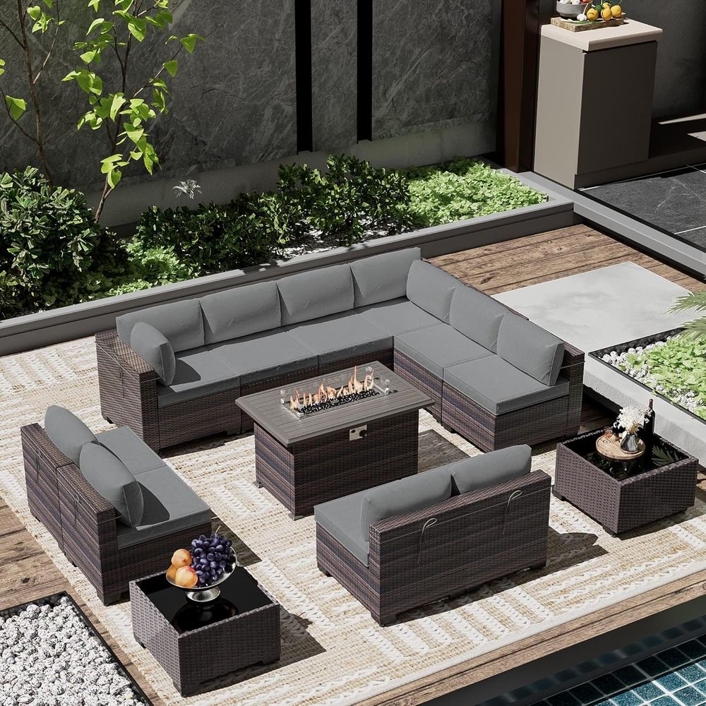 13-Piece Outdoor Sectional Pat - Outdoor Furniture And Fire Pit บทวิจารณ์และราคา