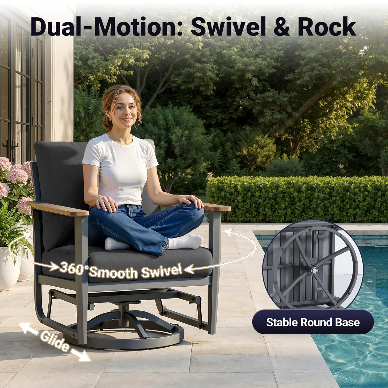 5pc Aluminum Patio Set Swivel  - Outdoor Furniture And Fire Pit บทวิจารณ์และราคา