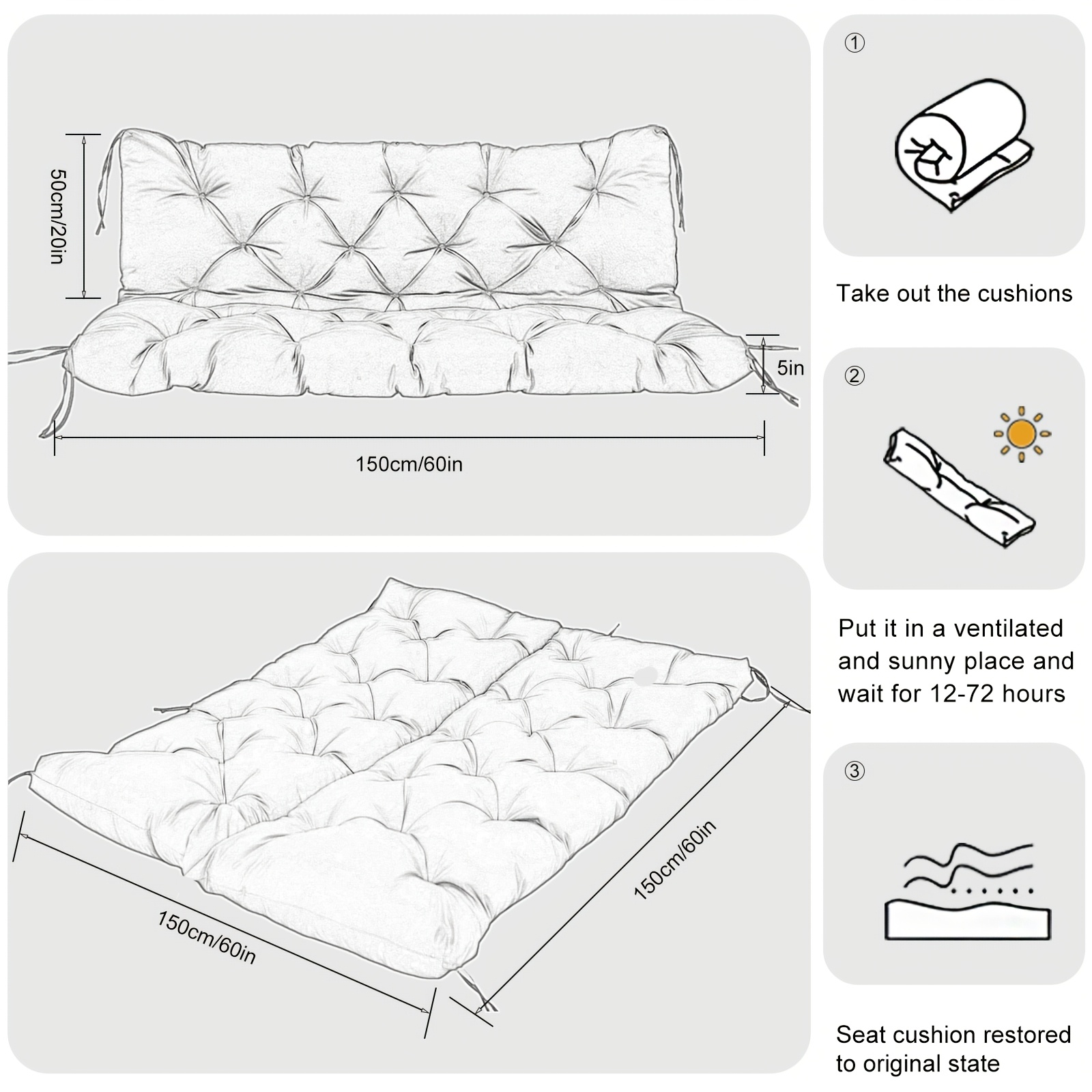 Porch Swing Cushions, Waterpro - Outdoor Furniture Without Cushions บทวิจารณ์และราคา