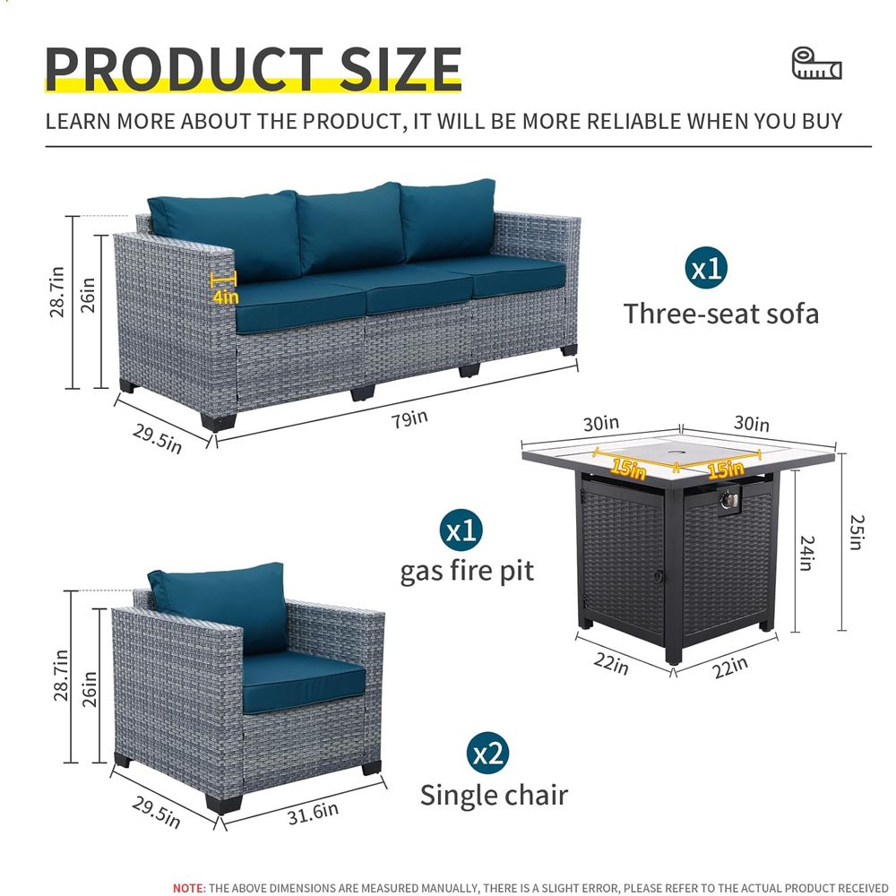 4-Piece Outdoor Wicker Patio F - Outdoor Furniture And Fire Pit บทวิจารณ์และราคา