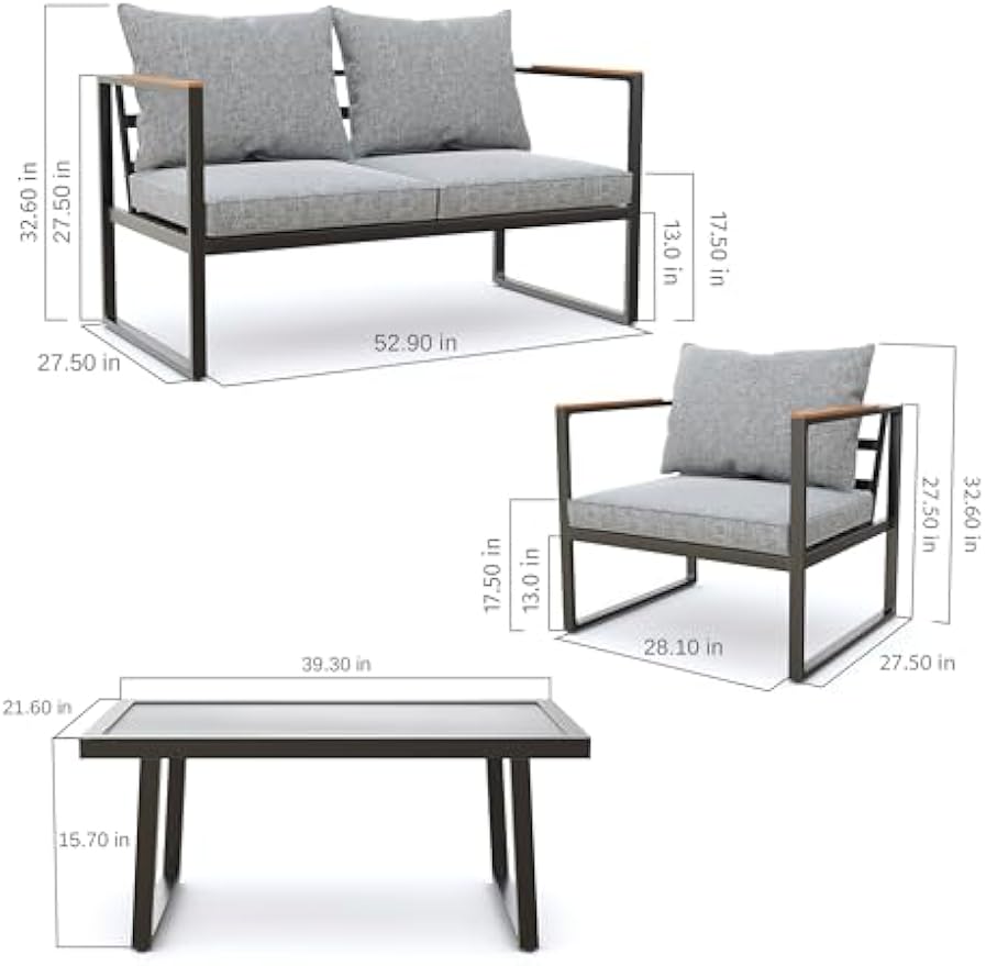 Patio Furniture Set, 4-Piece O - Outdoor Furniture Without Cushions บทวิจารณ์และราคา