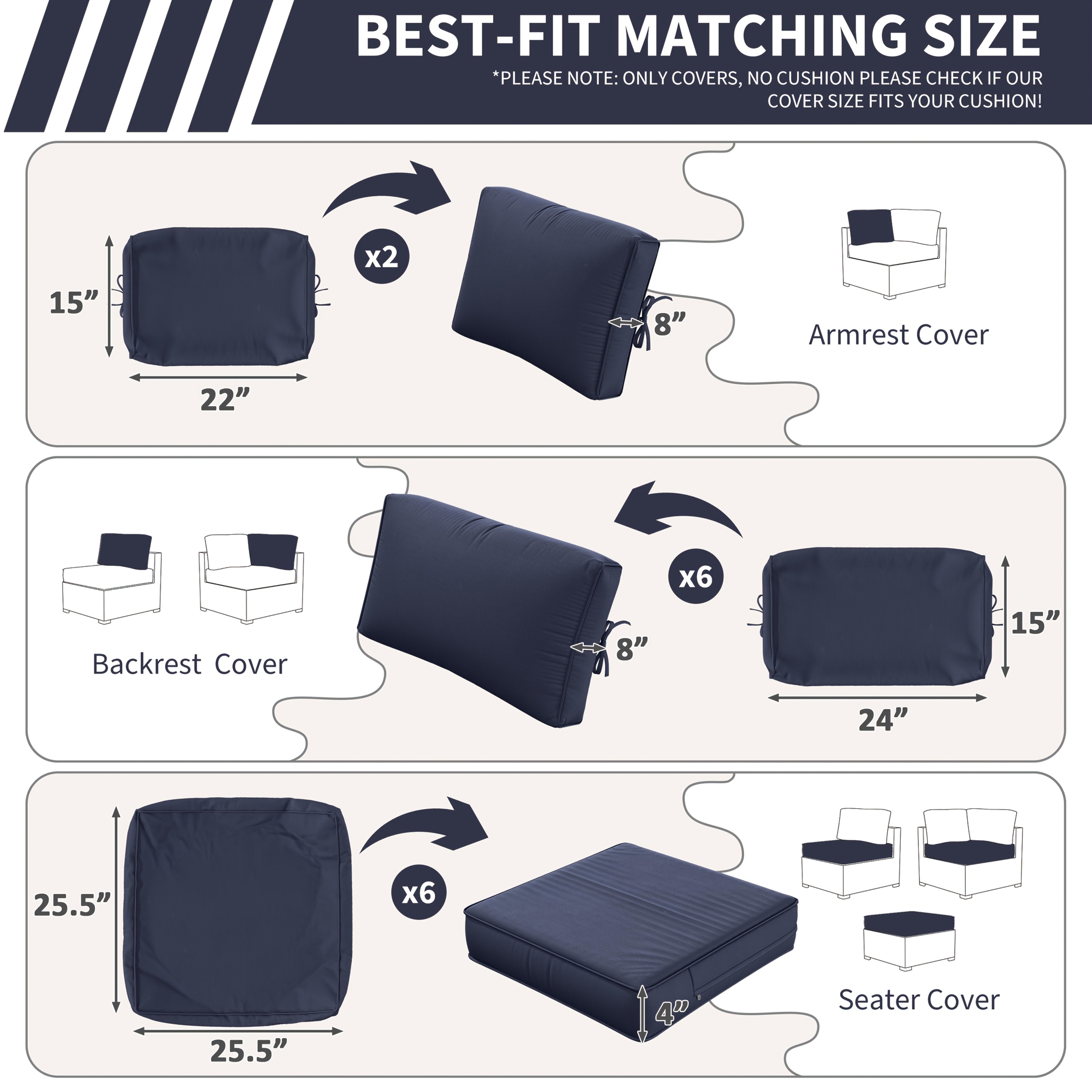 14pcs Outdoor Cushion Covers - - Outdoor Furniture Without Cushions บทวิจารณ์และราคา