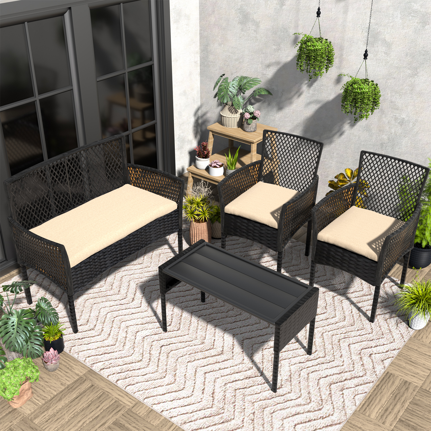 Outdoor Patio Furniture Set 4- - Outdoor Furniture Without Cushions บทวิจารณ์และราคา