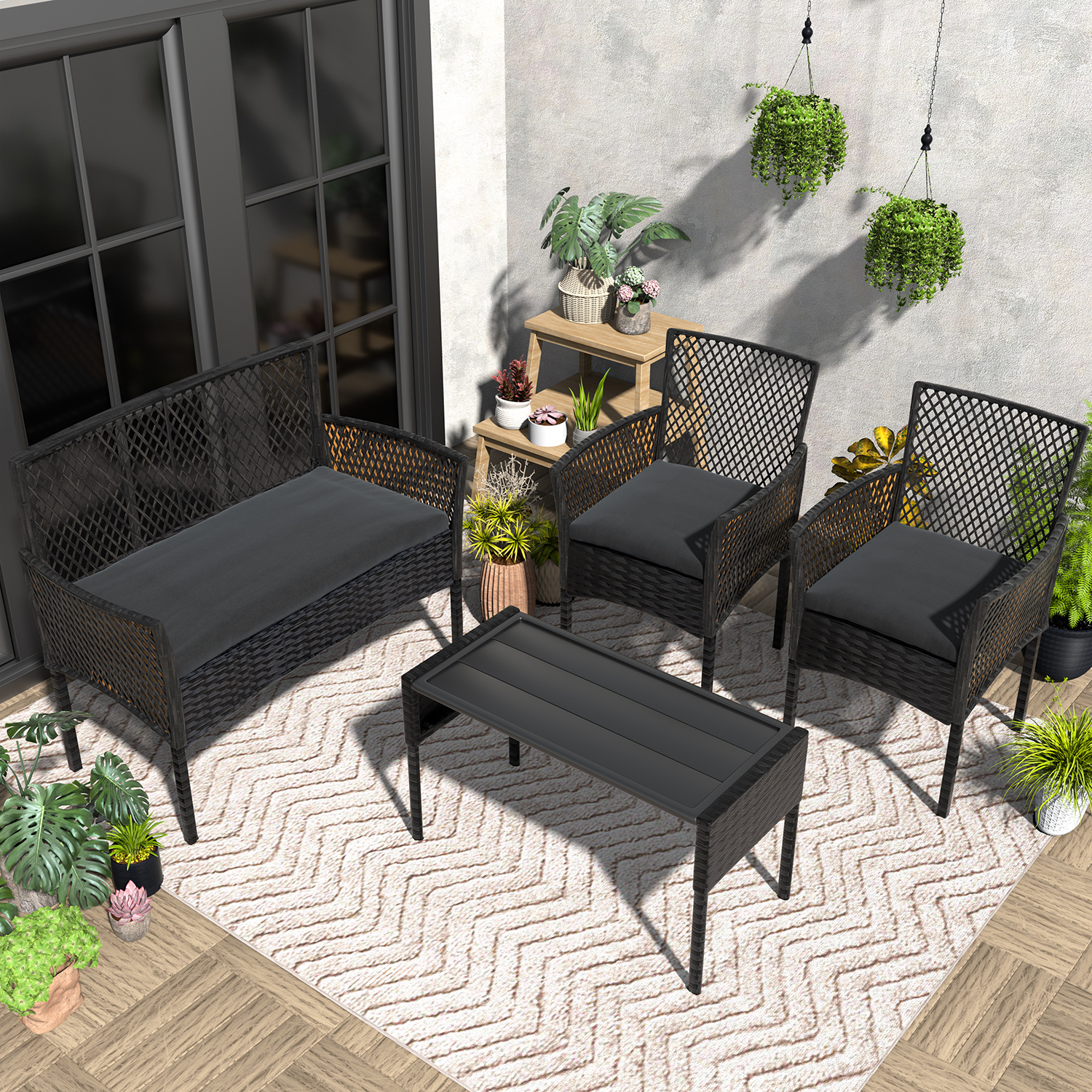Outdoor Patio Furniture Set 4- - Outdoor Furniture Without Cushions บทวิจารณ์และราคา