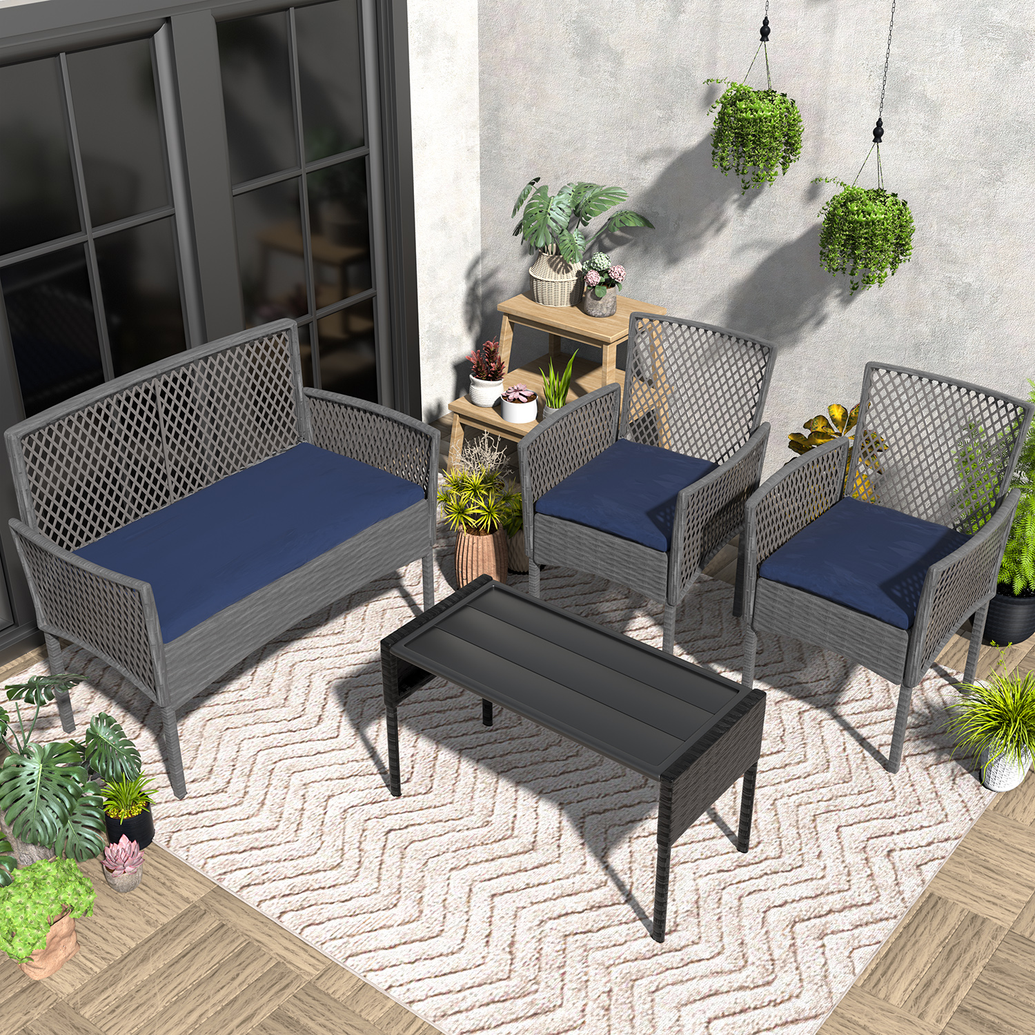 Outdoor Patio Furniture Set 4- - Outdoor Furniture Without Cushions บทวิจารณ์และราคา