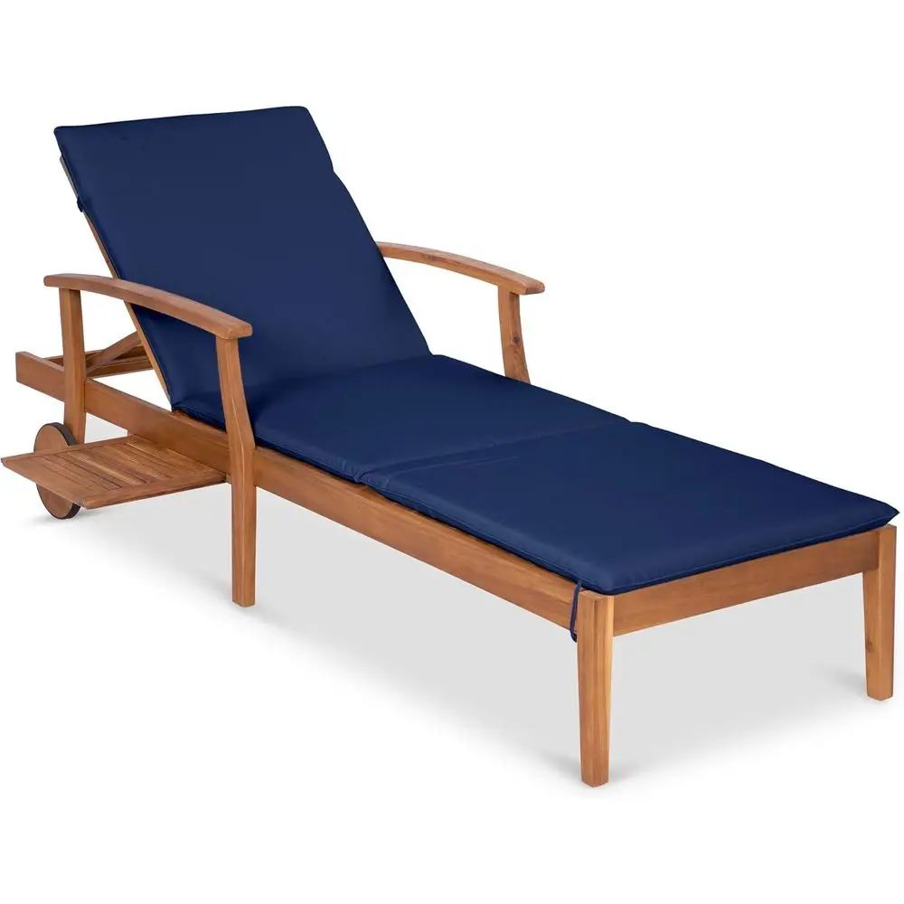 Navy Blue Acacia Wood Chaise L - Outdoor Furniture Without Cushions บทวิจารณ์และราคา