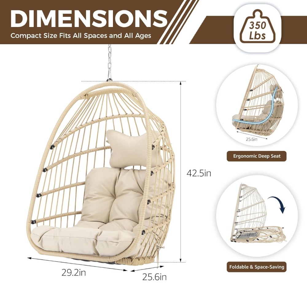 Outdoor Hanging Egg Chair With - Outdoor Furniture Without Cushions บทวิจารณ์และราคา