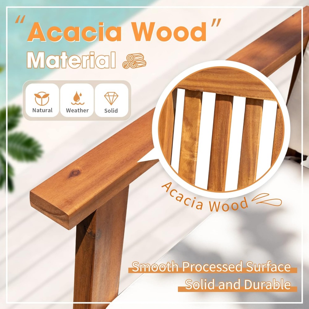Patio Set 3 Piece Acacia Wood  - Outdoor Furniture Cushions 24 X 24 บทวิจารณ์และราคา