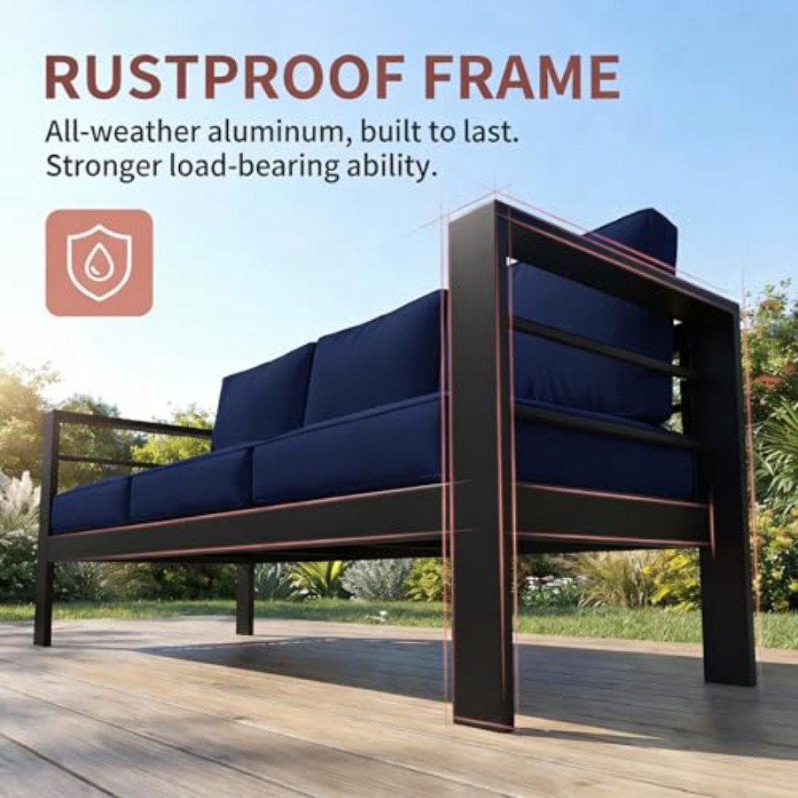 Outdoor Couch Aluminum Patio F - Outdoor Furniture Without Cushions บทวิจารณ์และราคา