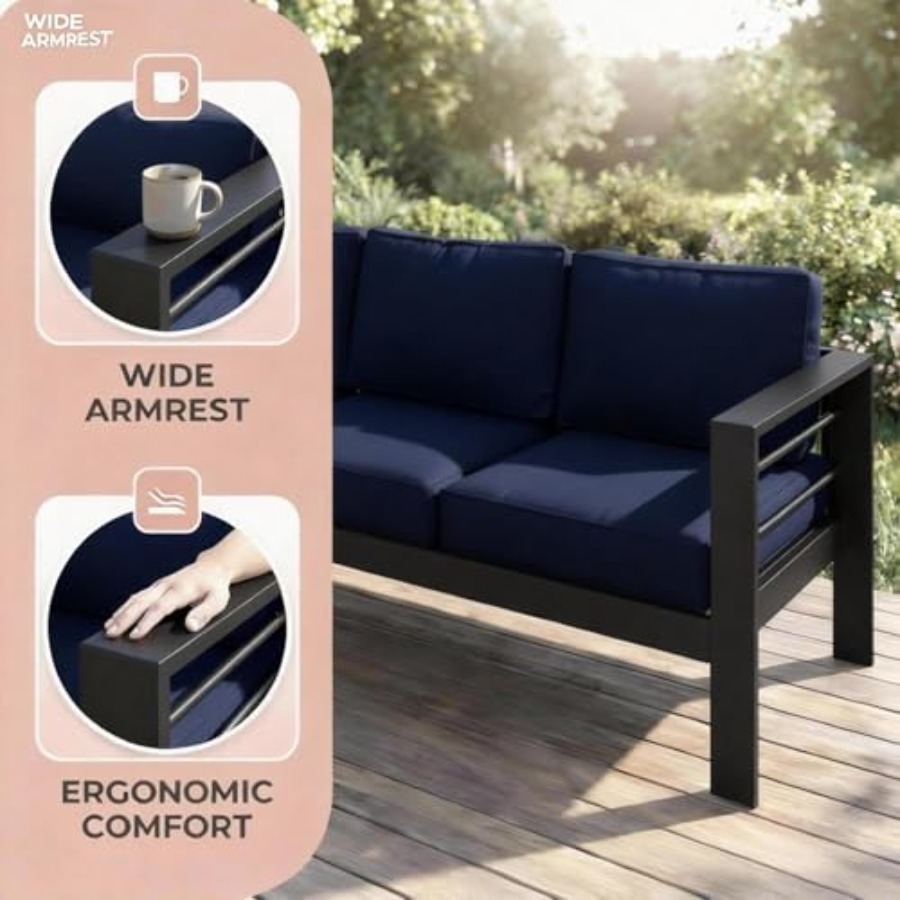 Outdoor Couch Aluminum Patio F - Outdoor Furniture Without Cushions บทวิจารณ์และราคา