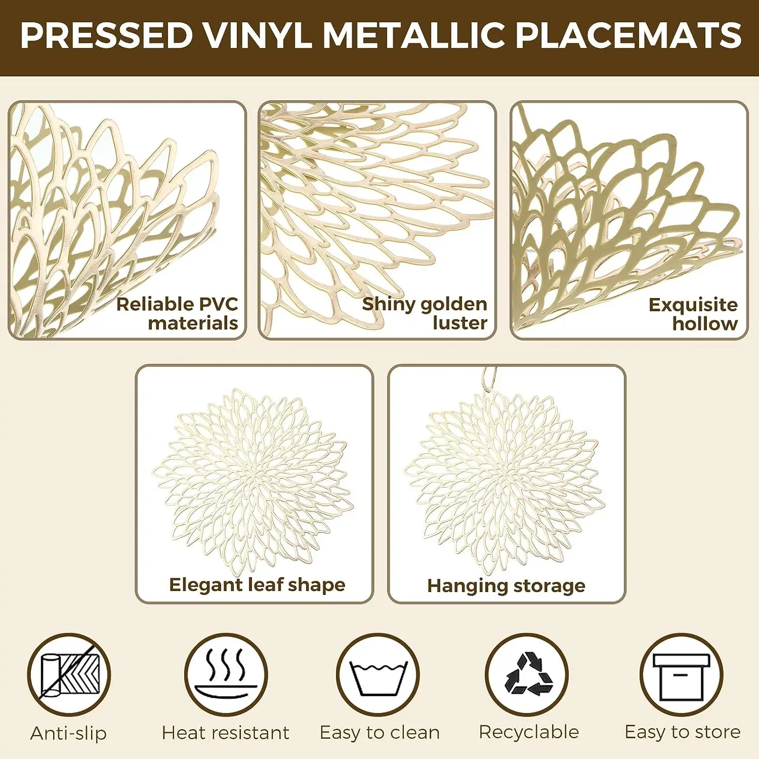 Set of 4 Metallic Placemats Se - Outdoor Furniture Designer บทวิจารณ์และราคา