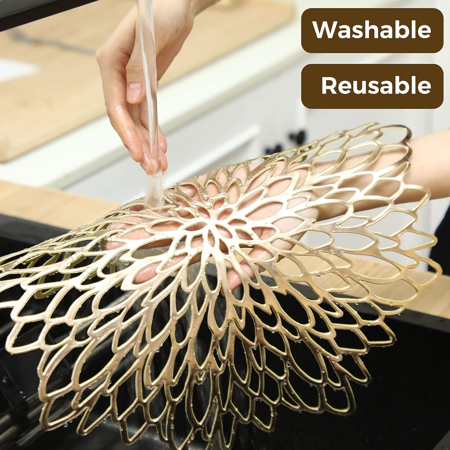 Set of 4 Metallic Placemats Se - Outdoor Furniture Designer บทวิจารณ์และราคา