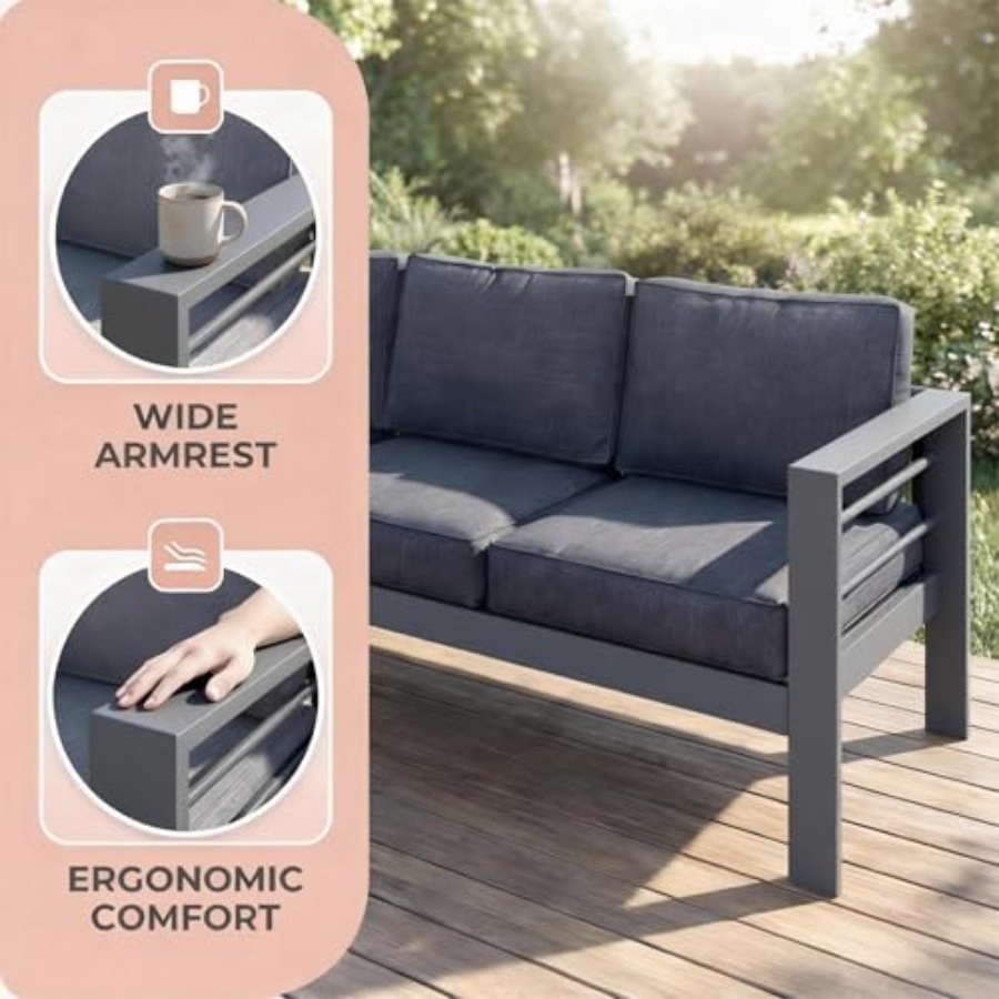 Outdoor Couch Aluminum Patio F - Outdoor Furniture Without Cushions บทวิจารณ์และราคา