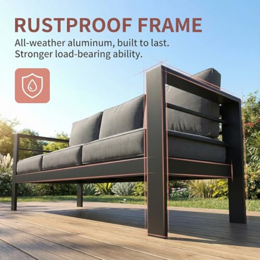 Outdoor Couch Aluminum Patio F - Outdoor Furniture Without Cushions บทวิจารณ์และราคา