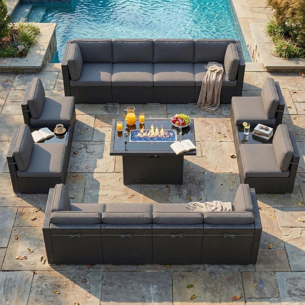 15 Piece Patio Furniture Set w - Outdoor Furniture And Fire Pit บทวิจารณ์และราคา